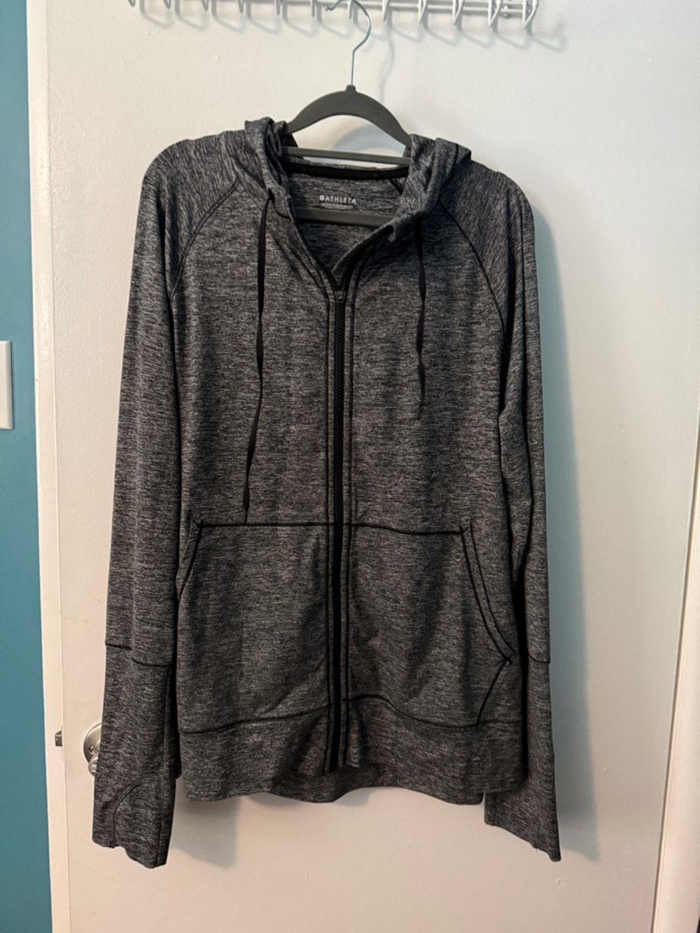 Athleta Women's Heather Charcoal Full-Zip Hooded Sweatshirt
